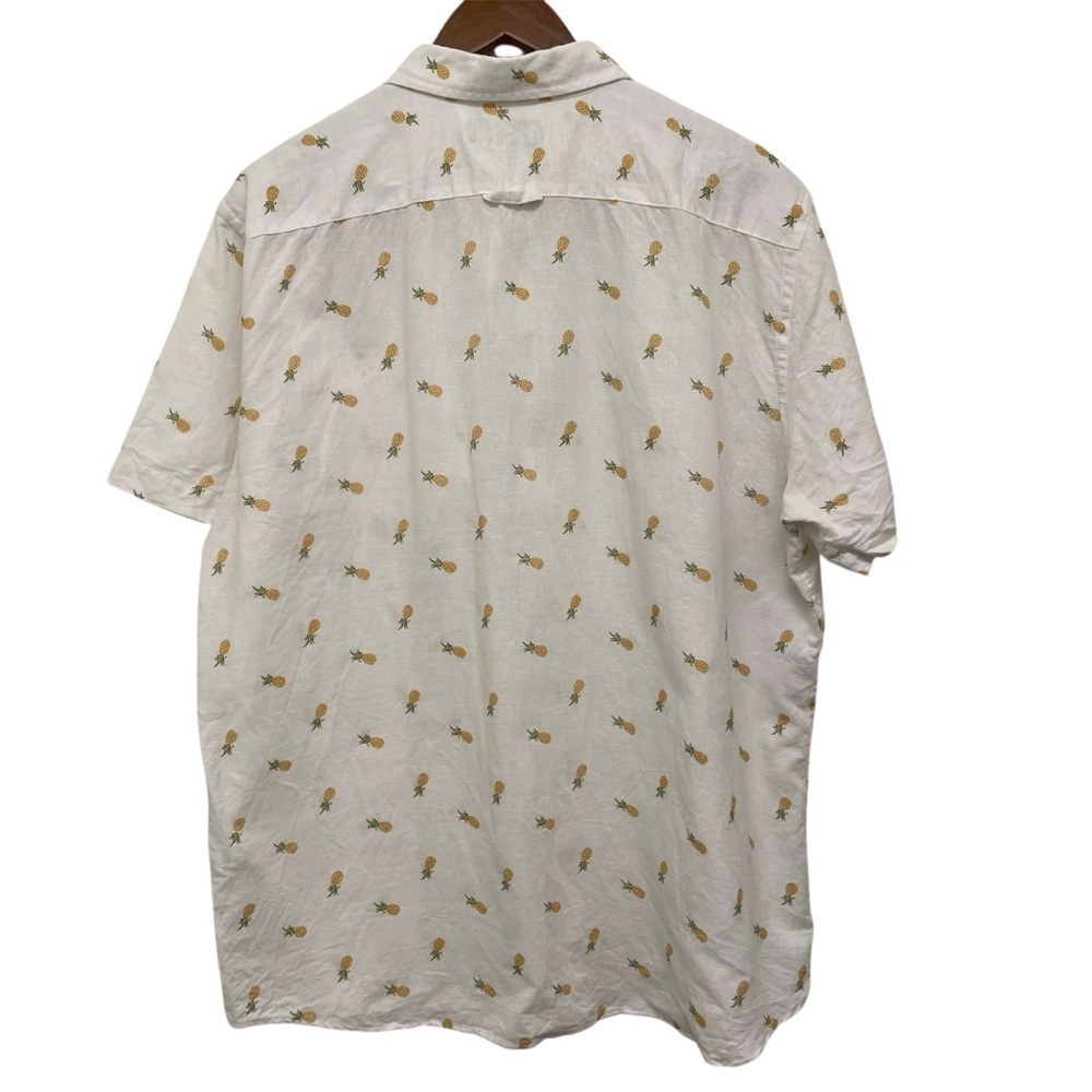 Banana Republic White Pineapple Linen Blend Slim Fit Long Sleeve Men's Shirt L - Picture 3 of 10